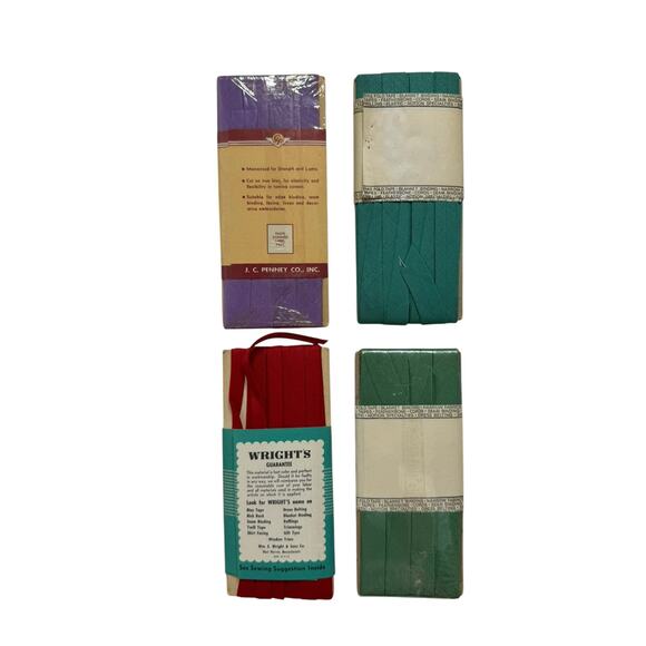 Vintage Bias Tape Lot of 4 Red Green Purple Warrens Wrights Penimade *NEW Sewing - Picture 2 of 2